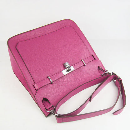 Luxury Hermes Leather Shoulder Bag Peach Silver