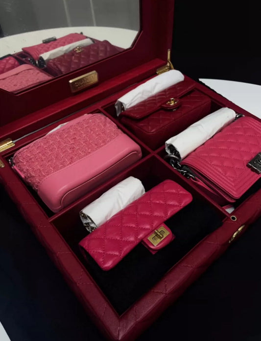 Chanel Set Of 4 Pink Mini Bags With Quilted Trunk Rovelle Bags