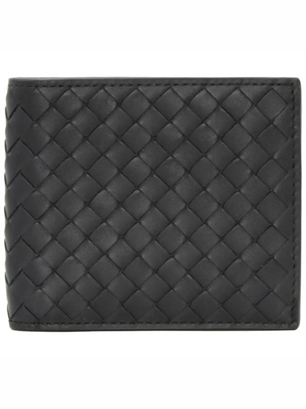 Luxury Bottega Veneta Intrecciato Weaving Half Wallet Black