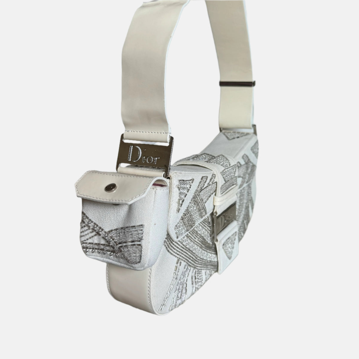 Dior Limited Edition Rare Columnbus Dior Strict Chic White Rhinestones Bag Rovelle Bags