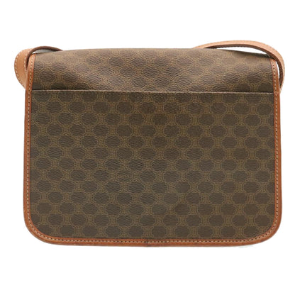 Luxury CELINE Macadam Canvas Circle logo Shoulder Bag Brown 26659