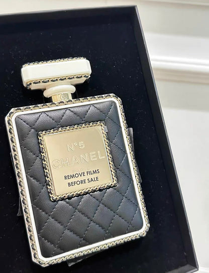 Chanel Black Quilted Leather And White Perspex Perfume Bottle Minaudiere Gold Hardware Rovelle Bags