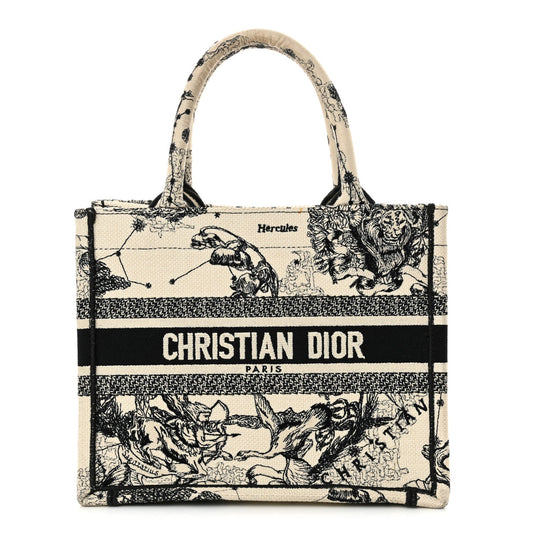 Christian Dior Canvas Embroidered Small Zodiac Toile De Jouy Book Tote Latte Rovelle Bags