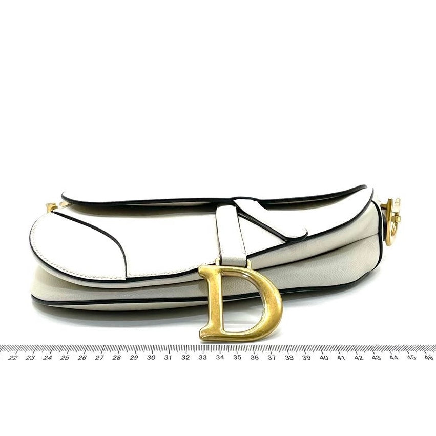 Dior Saddle White Medium Grained Leather Handbag Rovelle Bags