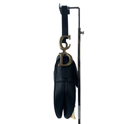 Dior Saddle Black Medium Grained Leather Handbag with Gold Hardware Rovelle Bags