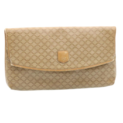 Luxury CELINE Macadam Canvas Clutch Bag PVC Leather Beige 28359
