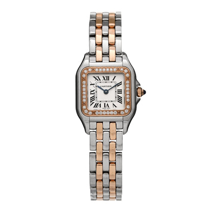 Stainless Steel 18K Pink Gold Diamond 22mm Panthere Quartz Watch