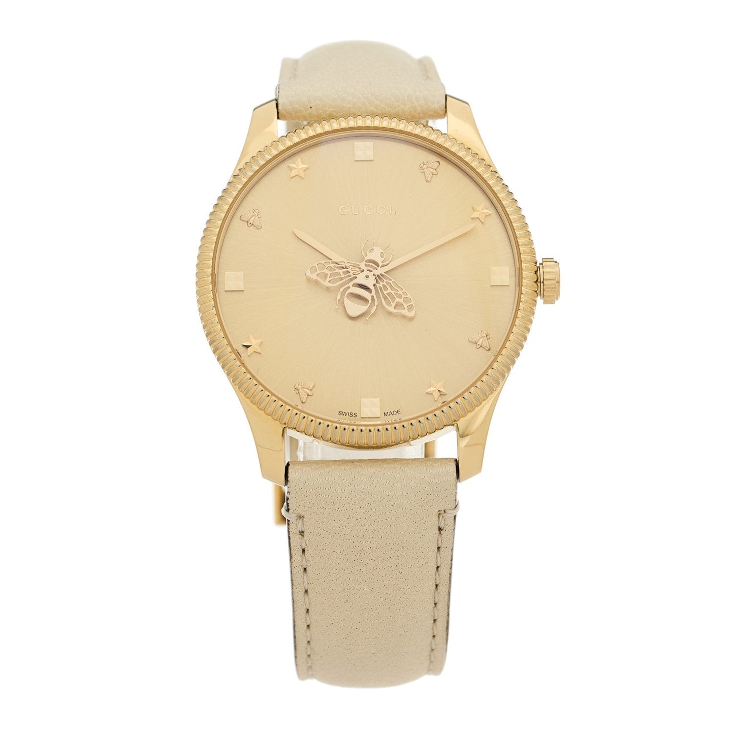 Stainless Steel Calfskin 36mm G-Timeless Bee Quartz Watch White