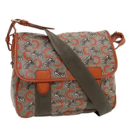 Luxury CELINE C Macadam Canvas Shoulder Bag Coated Canvas Orange 29764