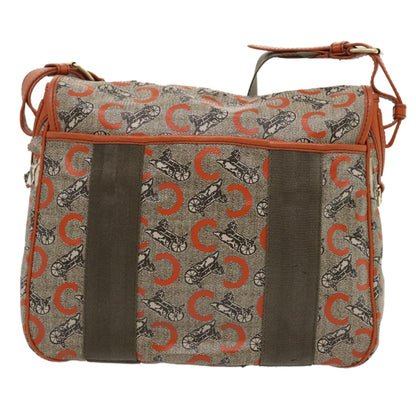 Luxury CELINE C Macadam Canvas Shoulder Bag Coated Canvas Orange 29764