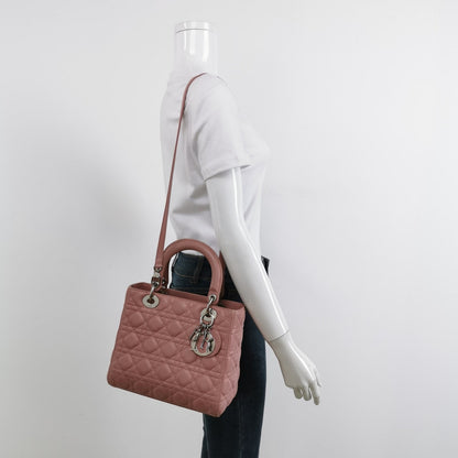 Lady Dior 2012 Medium Pink Cannage Leather Handbag Rovelle Bags