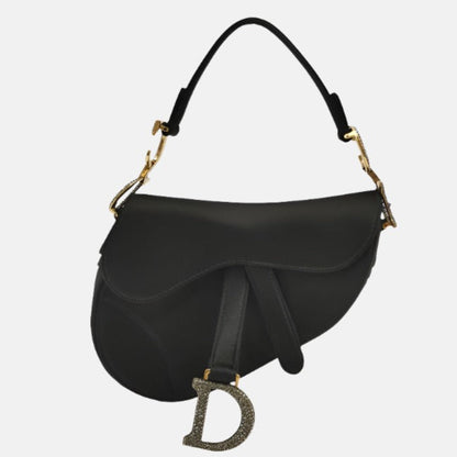 Dior Saddle Mini Silk Handbag Black with crystals Rovelle Bags