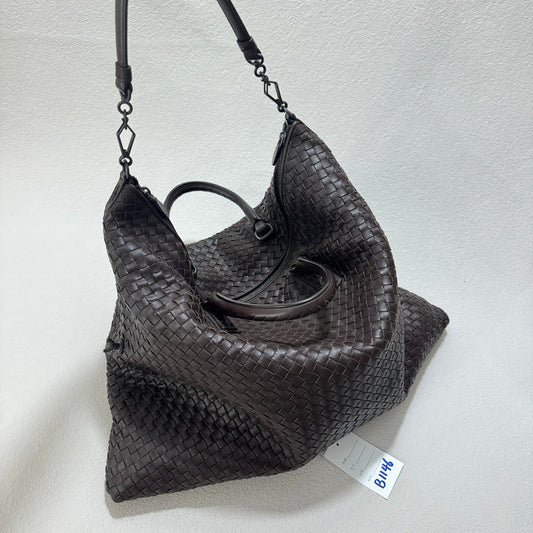 Bottega Veneta Maxi Convertible Tote Bag Dark Chocolate Brown Leather Two-way Carry 50cm