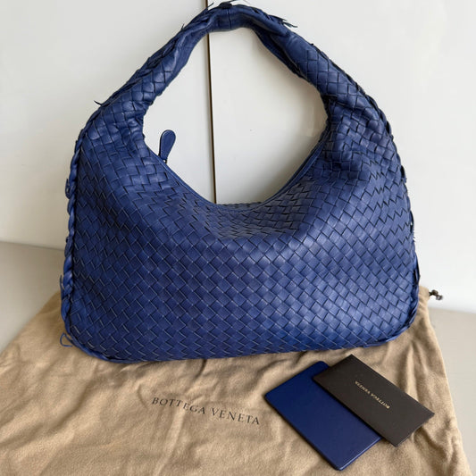 Bottega Veneta Veneta Hobo Small Navy Intrecciato Leather Bag 40cm