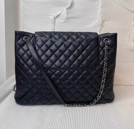 Chanel Paris-Edinburgh Black Caviar Flap Tote Bag Rovelle Bags