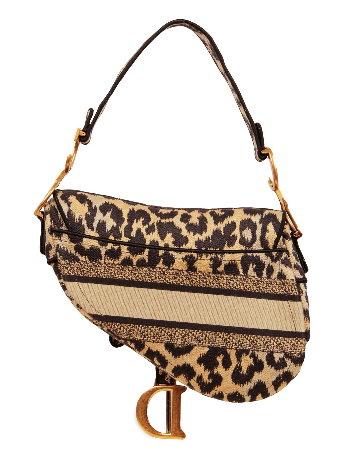 Christian Dior 2021 Mizza Embroidery Leopard Print Saddle Bag Rovelle Bags