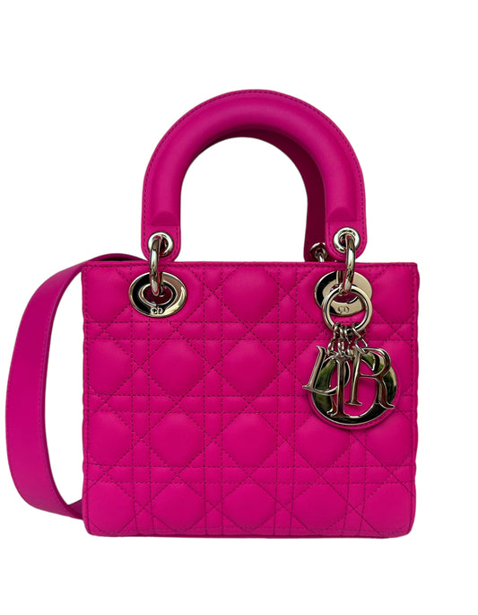 Christian Dior 2023 Rani Pink Leather Cannage Quilted My Abcdior Small Lady Dior Bag Rovelle Bags