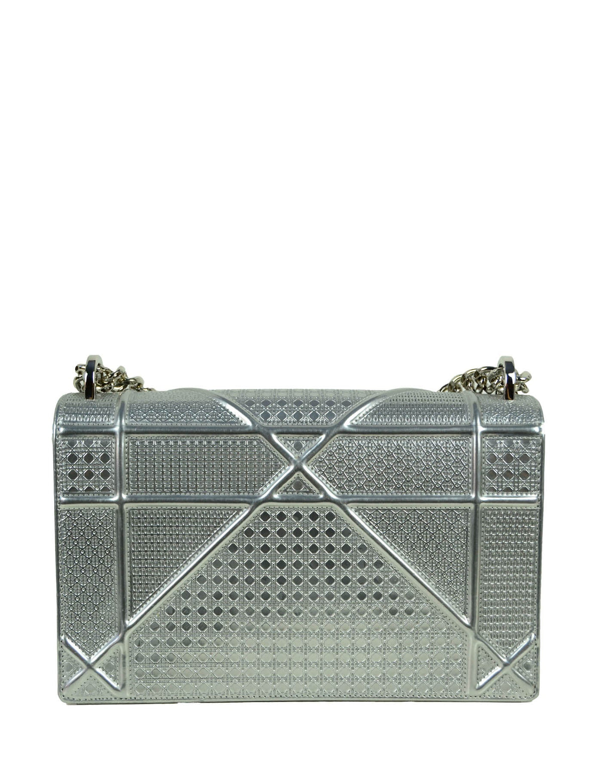 Christian Dior Silver Micro-Cannage Medium Diorama Flap Bag Rovelle Bags