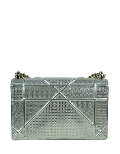Christian Dior Silver Micro-Cannage Medium Diorama Flap Bag Rovelle Bags