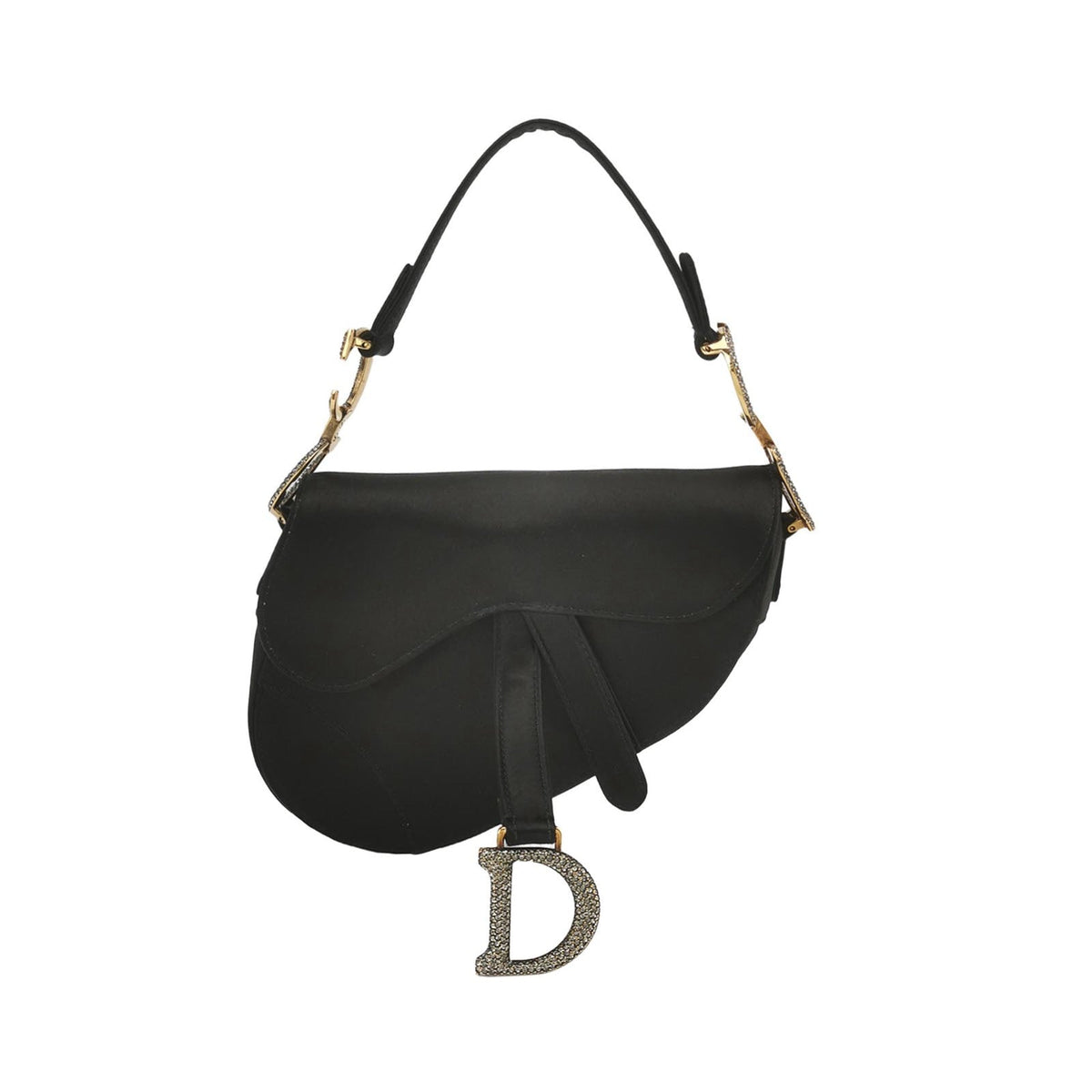 Dior Saddle Mini Silk Handbag Black with crystals Rovelle Bags