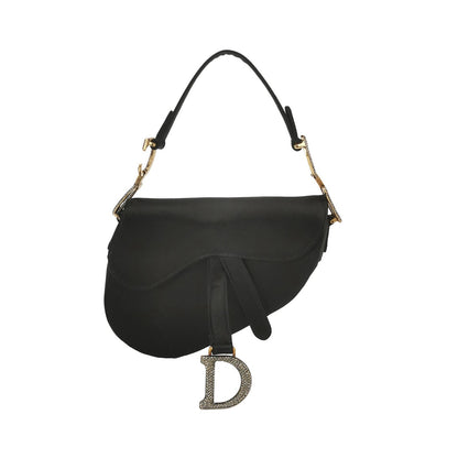 Dior Saddle Mini Silk Handbag Black with crystals Rovelle Bags