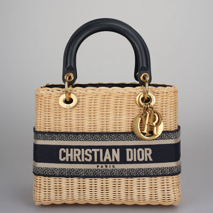 Dior Lady Dior Canvas Blue Handbag Rovelle Bags