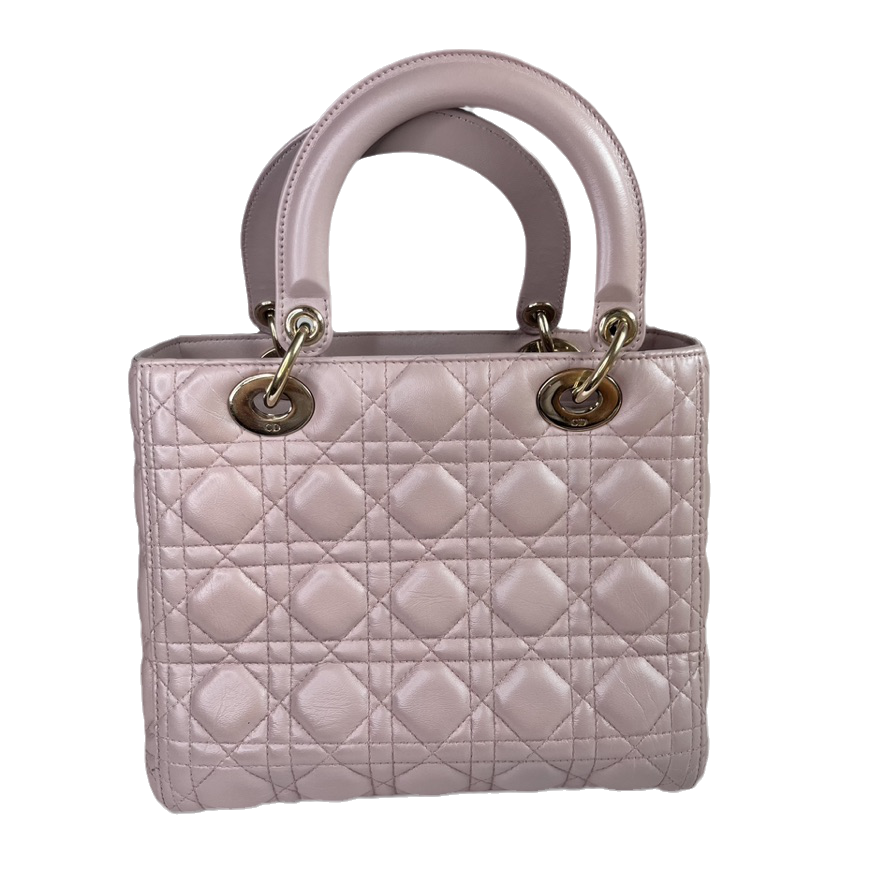 Lady Dior Medium Bag Pink Cannage Leather Rovelle Bags