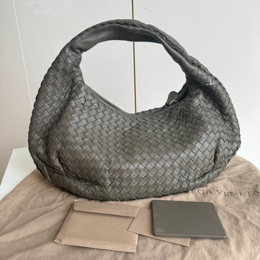 Bottega Veneta Belly Hobo Intrecciato Grey Leather Medium 40cm