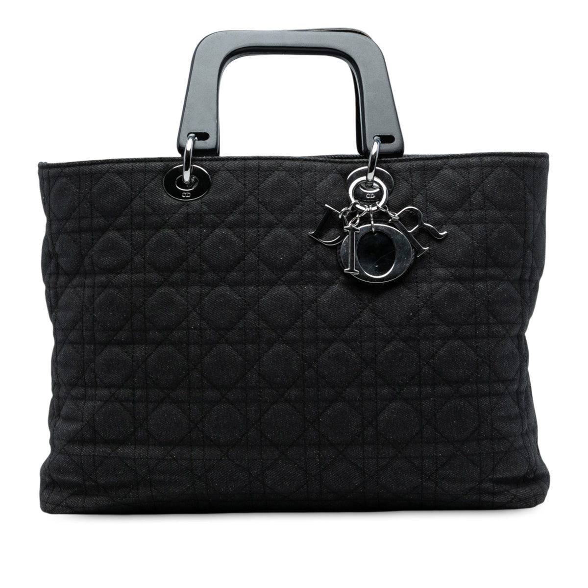 Black Dior Extra Large Denim Cannage Lady Dior Satchel Rovelle Bags