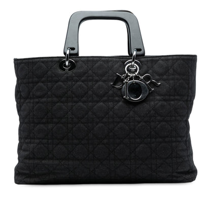 Black Dior Extra Large Denim Cannage Lady Dior Satchel Rovelle Bags