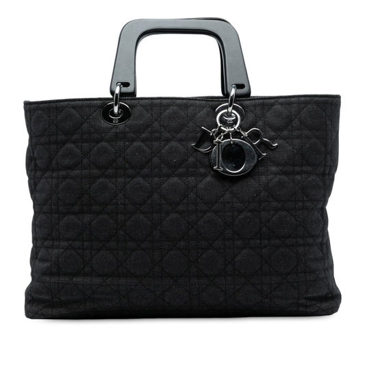 Black Dior Extra Large Denim Cannage Lady Dior Satchel Rovelle Bags