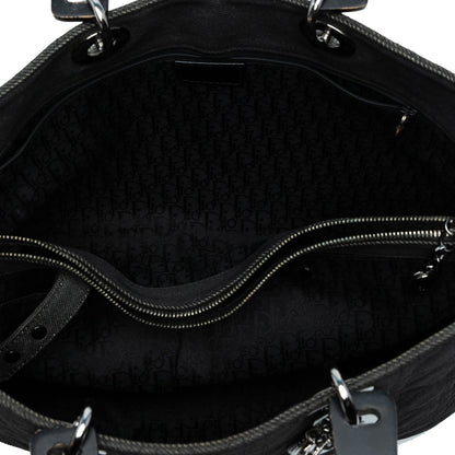 Black Dior Extra Large Denim Cannage Lady Dior Satchel Rovelle Bags