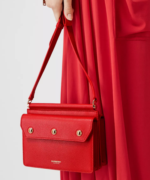 Burberry Small Title Leather Red Handbag