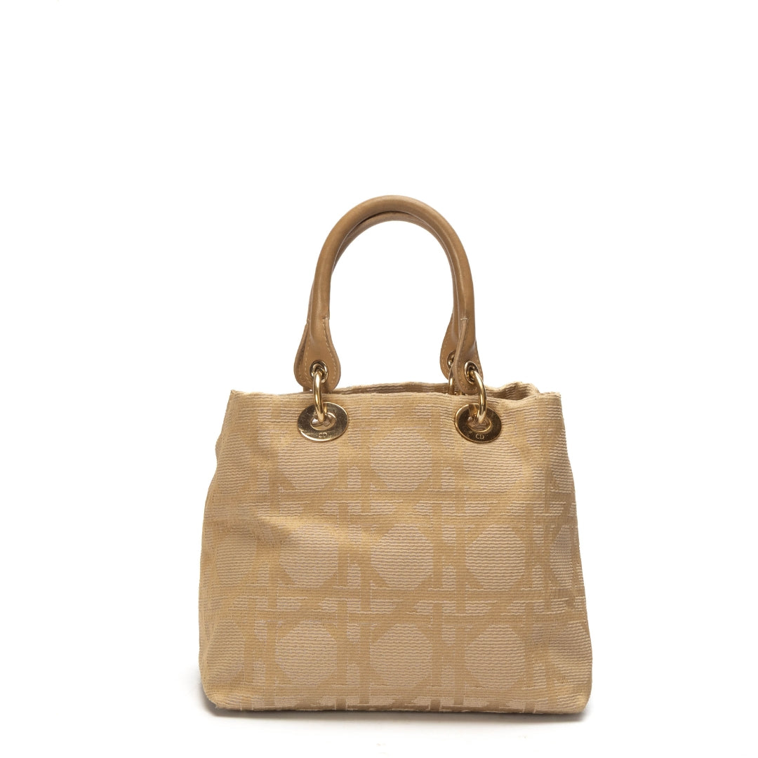 Dior Lady Dior Leather Canvas Tote Bag Rovelle Bags