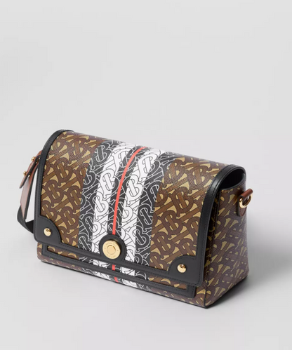Burberry Stripe Note Canvas Brown Crossbody Bag