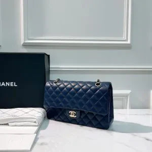Chanel Classic Double Flap 25 Shoulder Bag Blue
