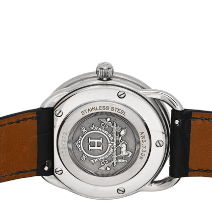 Stainless Steel Alligator Diamond Bezel Mother of Pearl 38mm Arceau Quartz Watch Noir