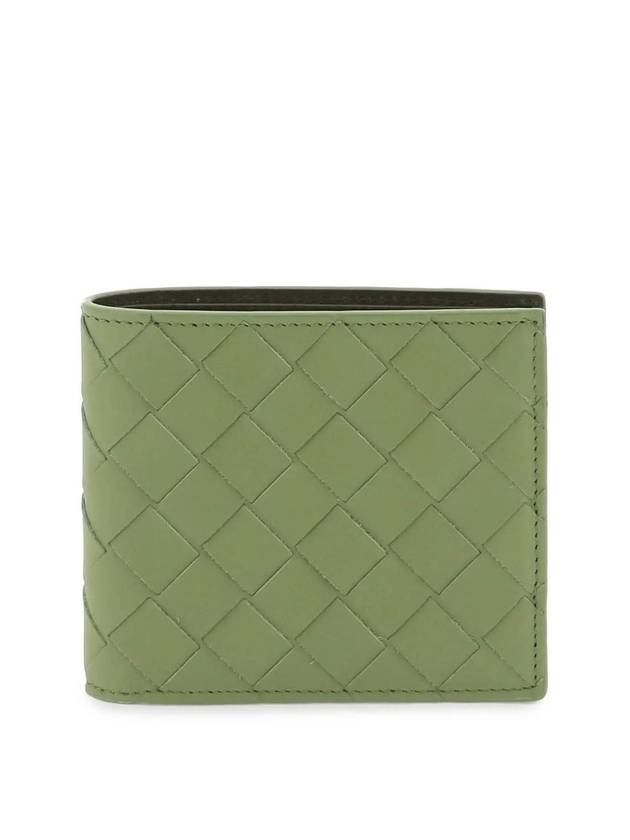 Luxury Bottega Veneta Intrecciato Bifold Half Wallet Light Khaki