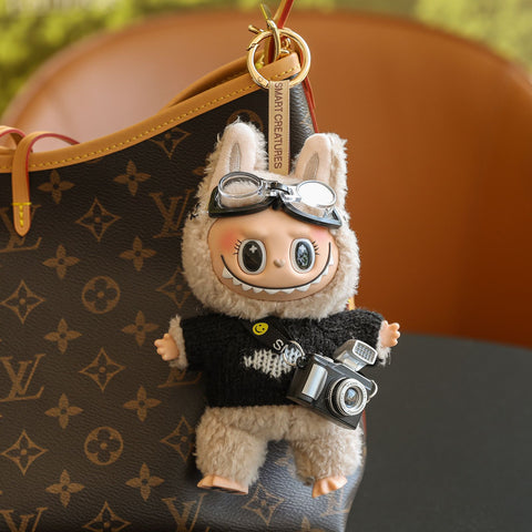 (Baby + clothes) Sitting party baby clothes plush vinyl face doll bag pendant girl gift