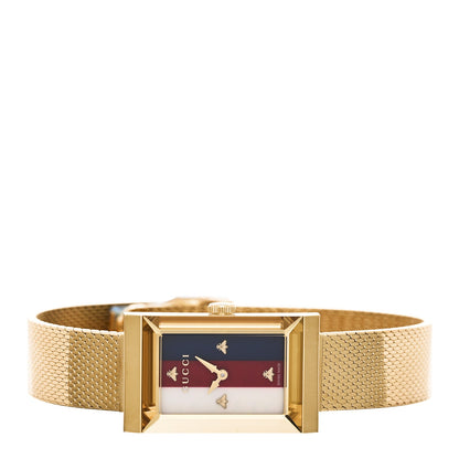 Stainless Steel 14mm Web G-Frame Quartz Watch Gold