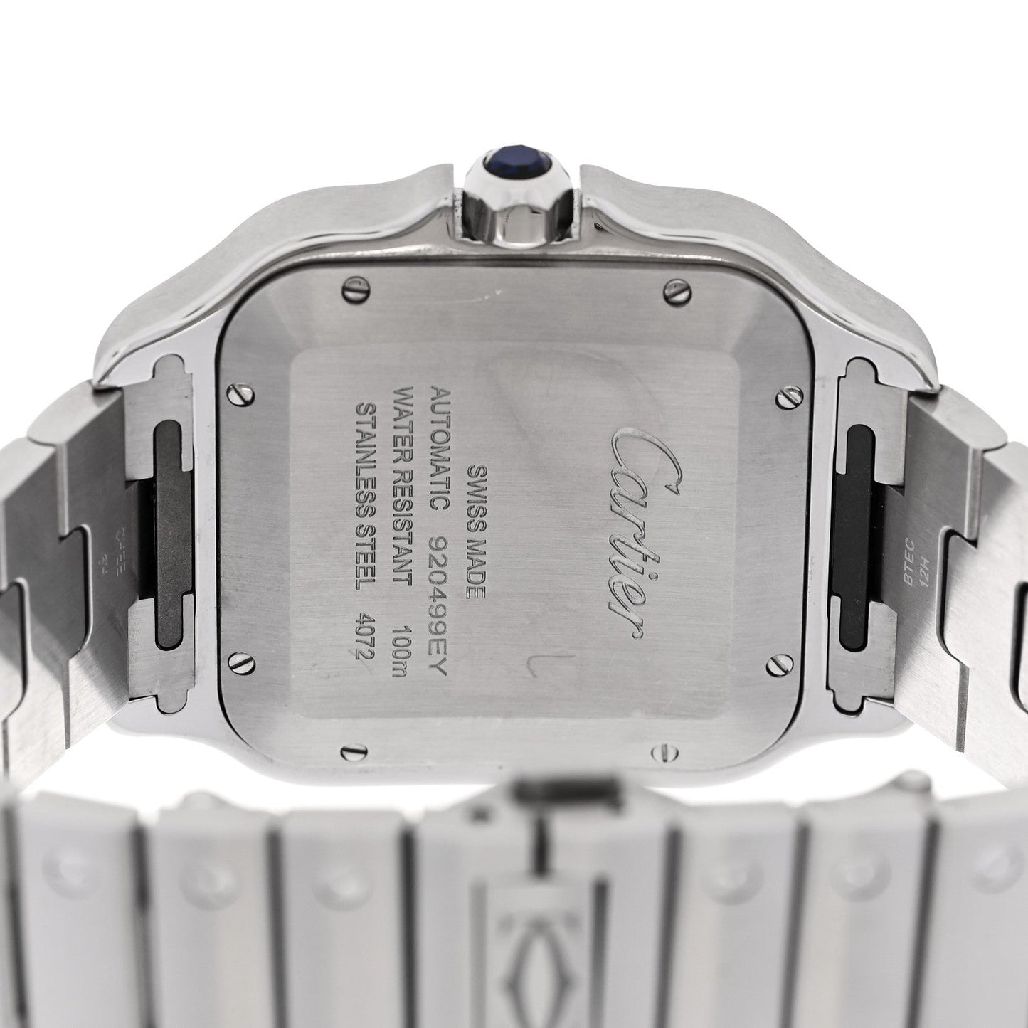 Stainless Steel Alligator 39.8mm Santos De Cartier Automatic Watch Blue