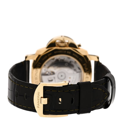 18K Yellow Gold Alligator 42mm Luminor Due Automatic Watch Green PAM01423
