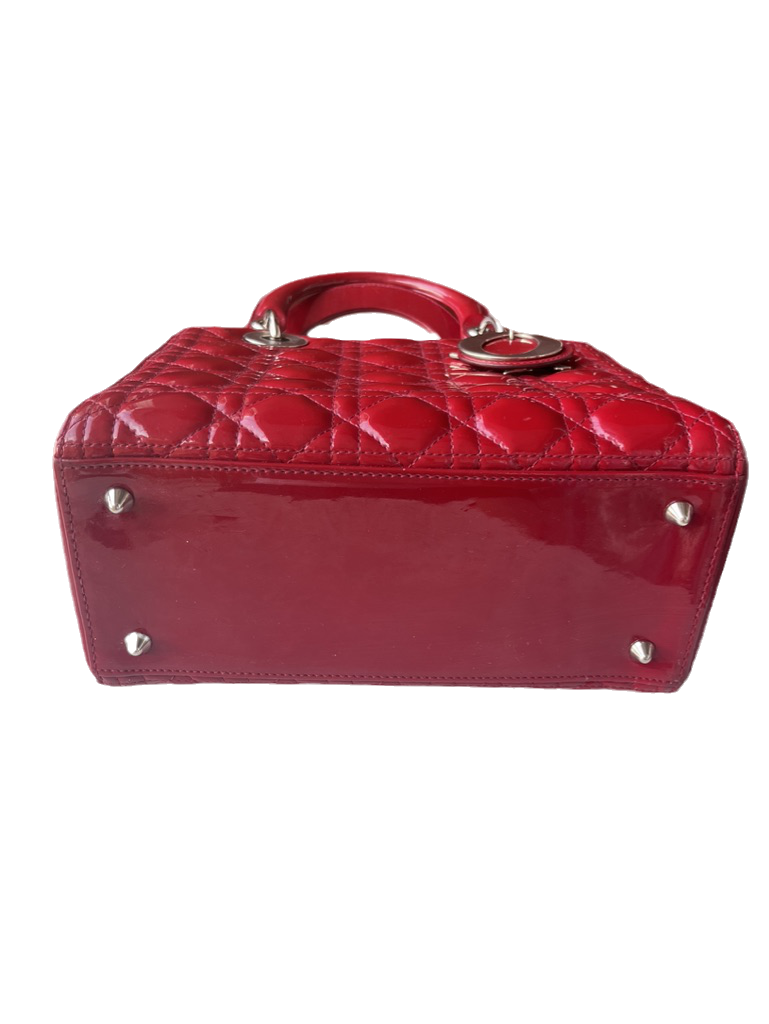 Lady Dior Medium Bag Red Patent Leather SKU 0194 Rovelle Bags
