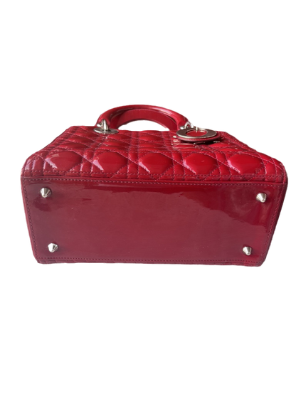 Lady Dior Medium Bag Red Patent Leather SKU 0194 Rovelle Bags