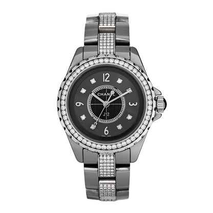 Stainless Steel Ceramic Diamond 33mm J12 Quartz Watch Grey