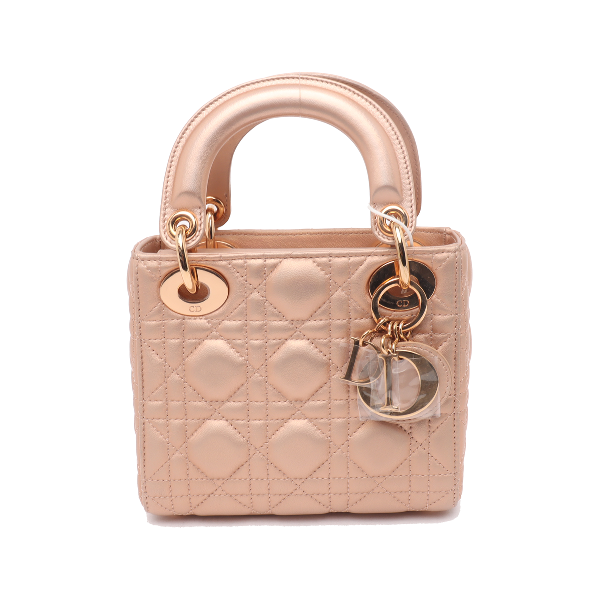 Lady Dior Mini Pink Irediscent and Metallic Cannage Lambskin Handbag Rovelle Bags