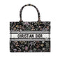 Black Dior Medium Embroidered Canvas Herbarium Book Tote Rovelle Bags