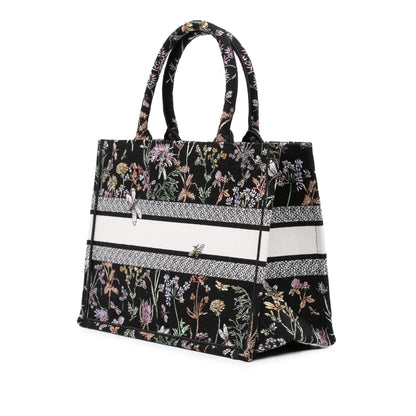 Black Dior Medium Embroidered Canvas Herbarium Book Tote Rovelle Bags