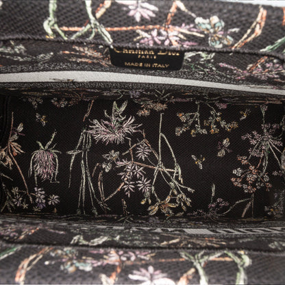 Black Dior Medium Embroidered Canvas Herbarium Book Tote Rovelle Bags
