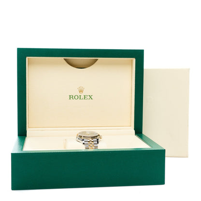 Stainless Steel 18K Yellow Gold Diamond 31mm Oyster Perpetual Datejust Watch Green Floral 278273